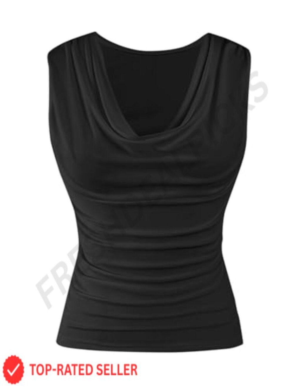 Cowl Neck Ruched Sleeveless Tank Top